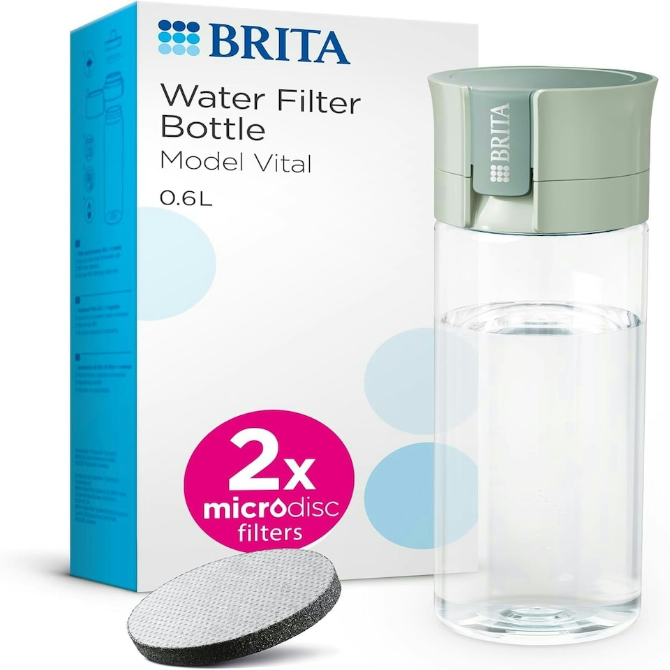 image 1 of BRITA Water Filter Bottle Light Green (600ml) incl. 2x MicroDisc Filters