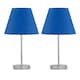 image 7 of Set of 2 Chrome Touch Operated Table Lamps with Navy Blue Shades