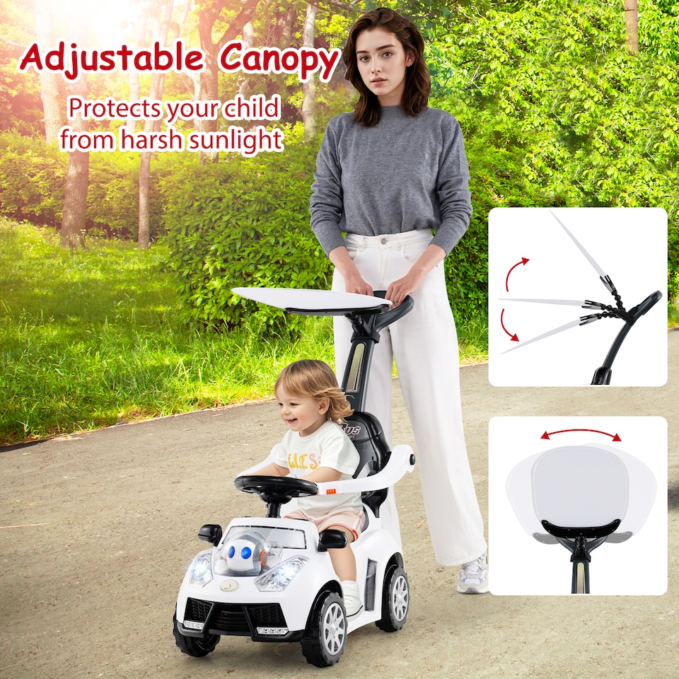 image 1 of COSTWAY 3 in 1 Push Car Toddler Stroller Walking Car White