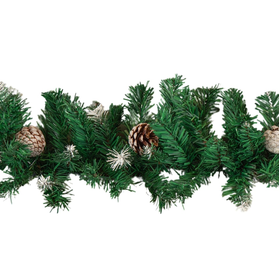 image 1 of 2.7m Snow Tipped Christmas Garland with Pine Cones and Mixed Needles