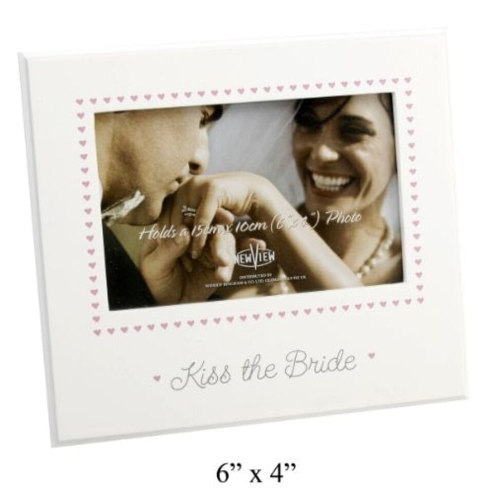 image 1 of New View Petite MDF Photo Frame "Kiss The Bride" Wedding