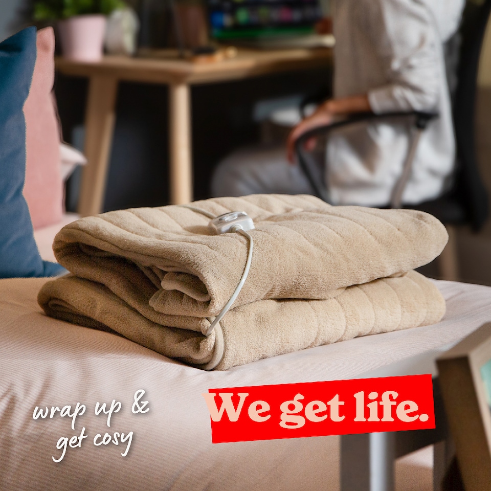 image 1 of Russell Hobbs RHHT1004BG Electric Blanket Beige Heated Throw Microfleece