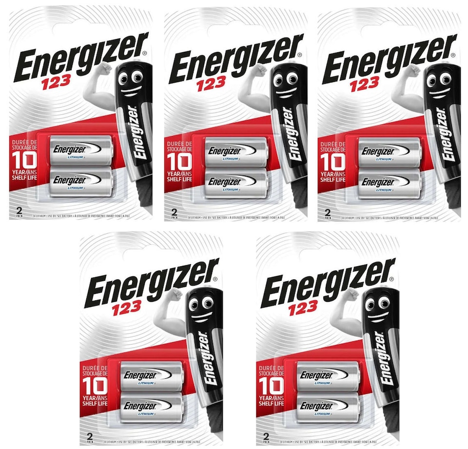 Energizer CR123 Batteries, 3V Lithium Battery, 10 Pack (5x Pack of 2)
