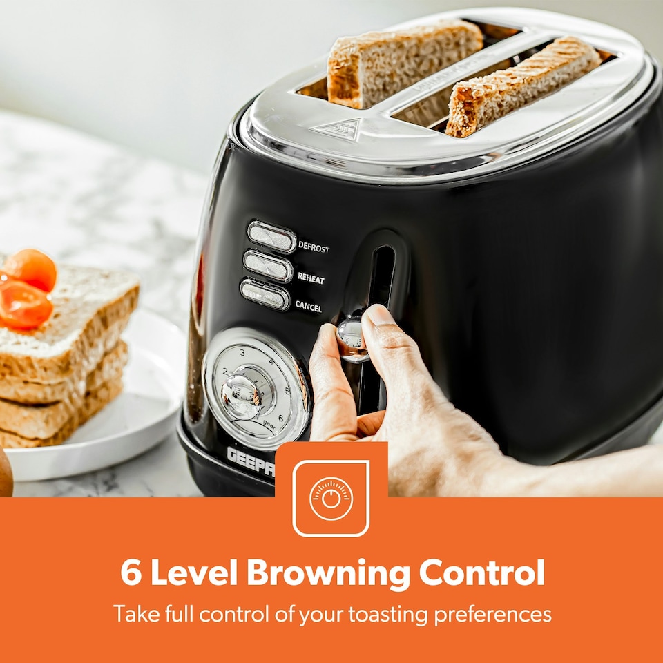 image 1 of GEEPAS Electric Kettle 2 Slice Bread Toaster & Microwave Kitchen Set | Black