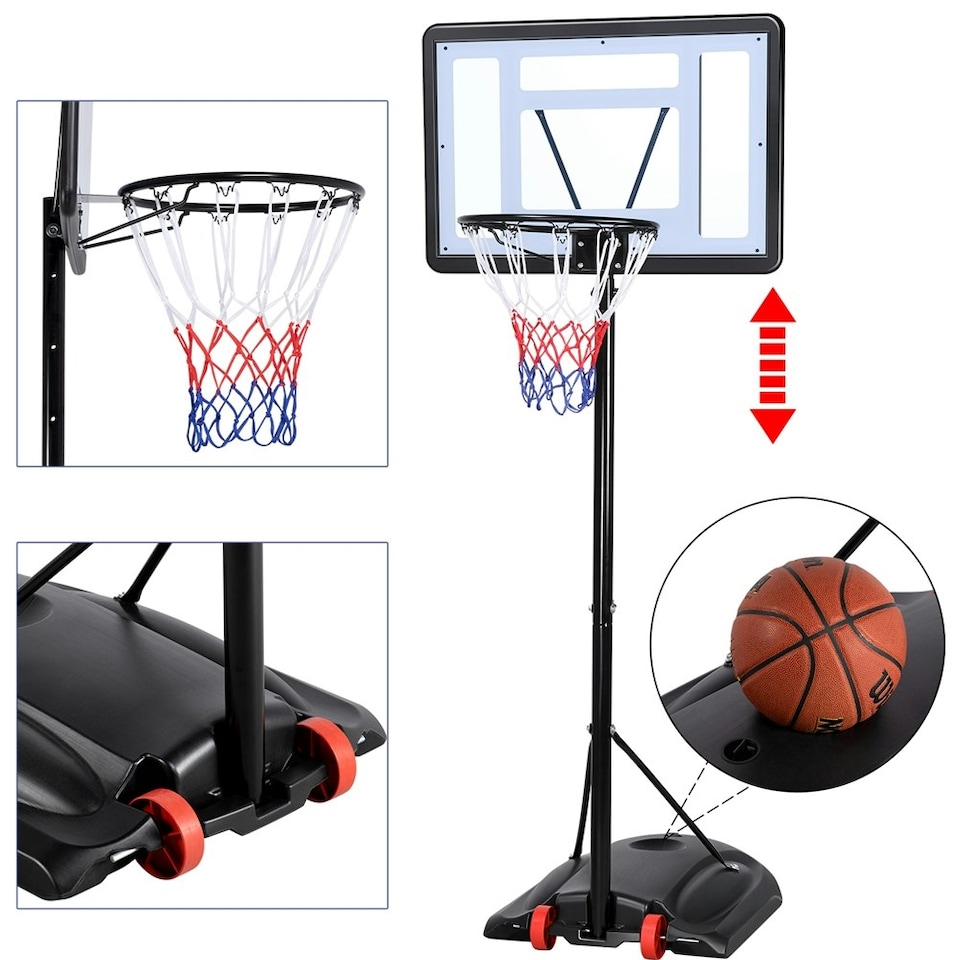image 1 of Yaheetech 2.19-2.79M Height-Adjustable Basketball Hoop System Black