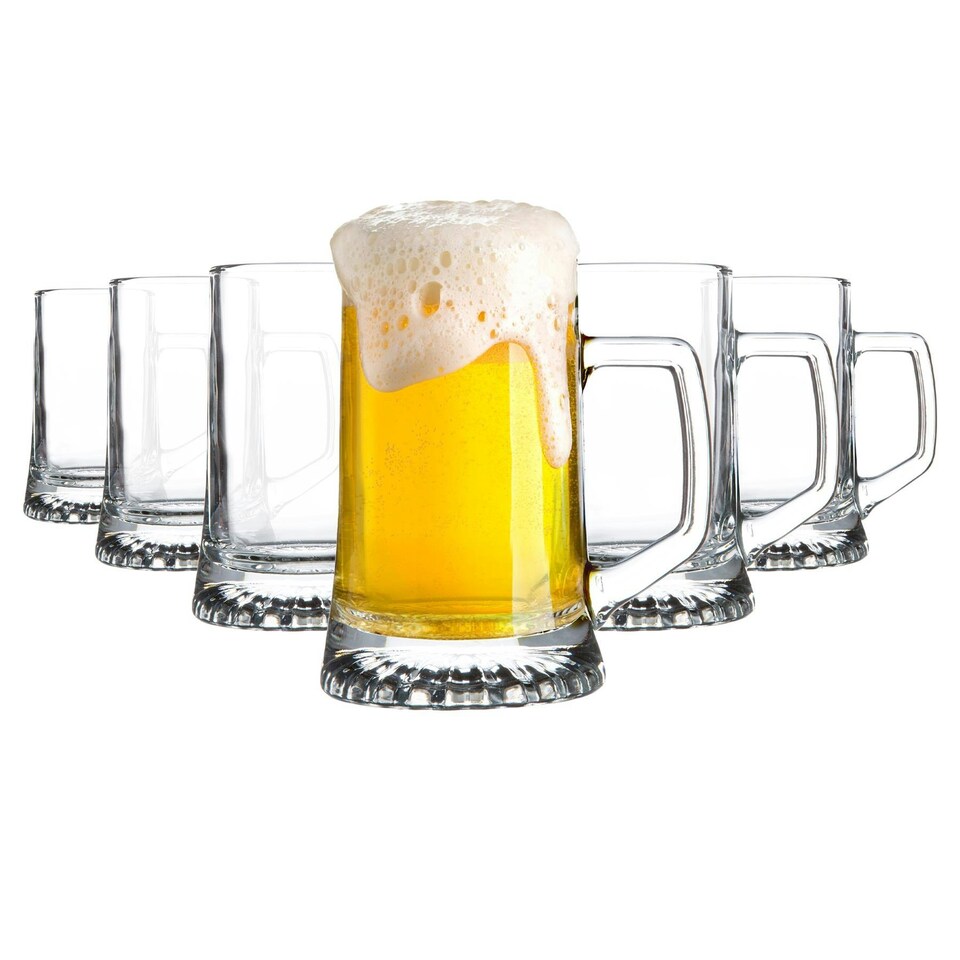 image 1 of Bormioli Rocco Stern Tankard Glass Beer Mugs - 510ml - Pack of 6