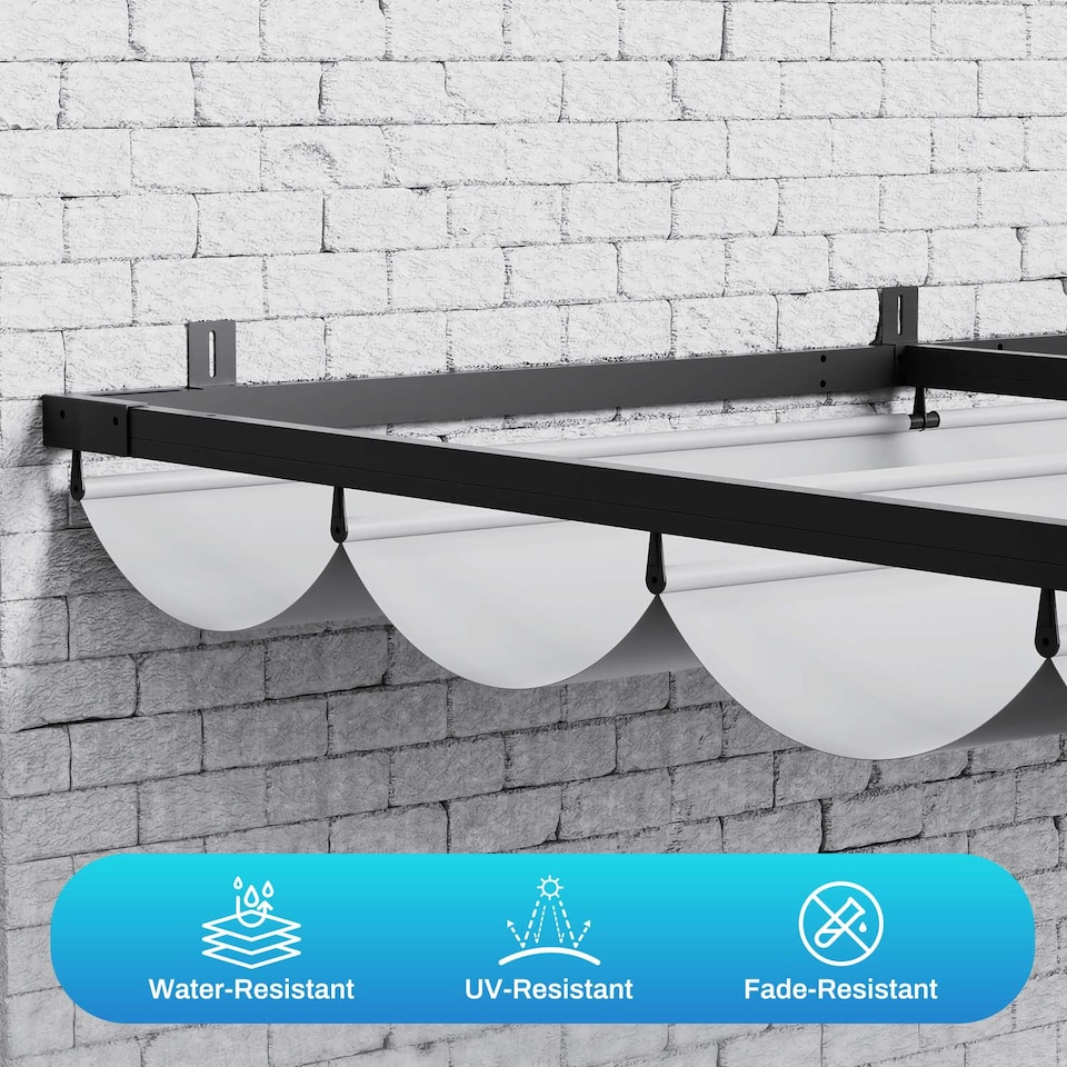 image 1 of Rattantree Lean To Wall Metal Pergola Gazebo With Retractable Canopy 8ft x 8ft