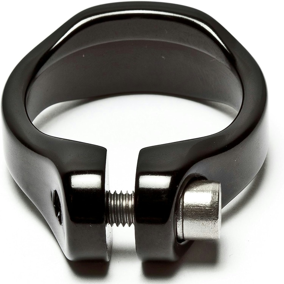 image 1 of AWE Black Alloy 6061 Bike Seat Clamp & Bolt 31.8mm