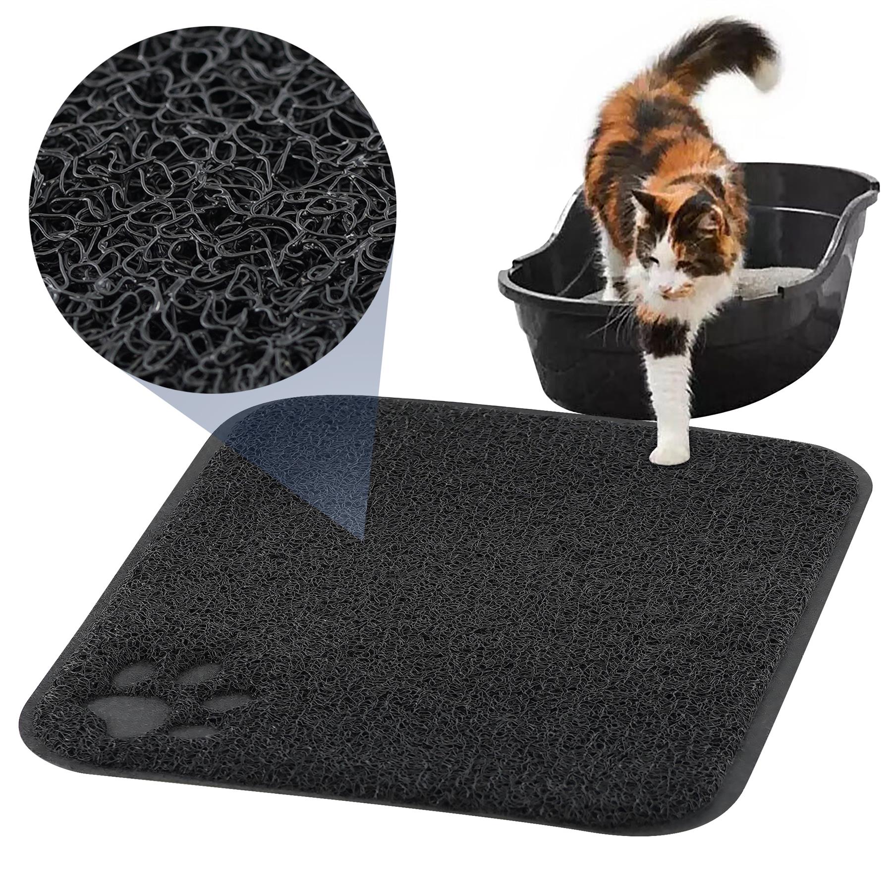 GEEZY Cat Litter Mat Double Layer Trapping Waterproof Black