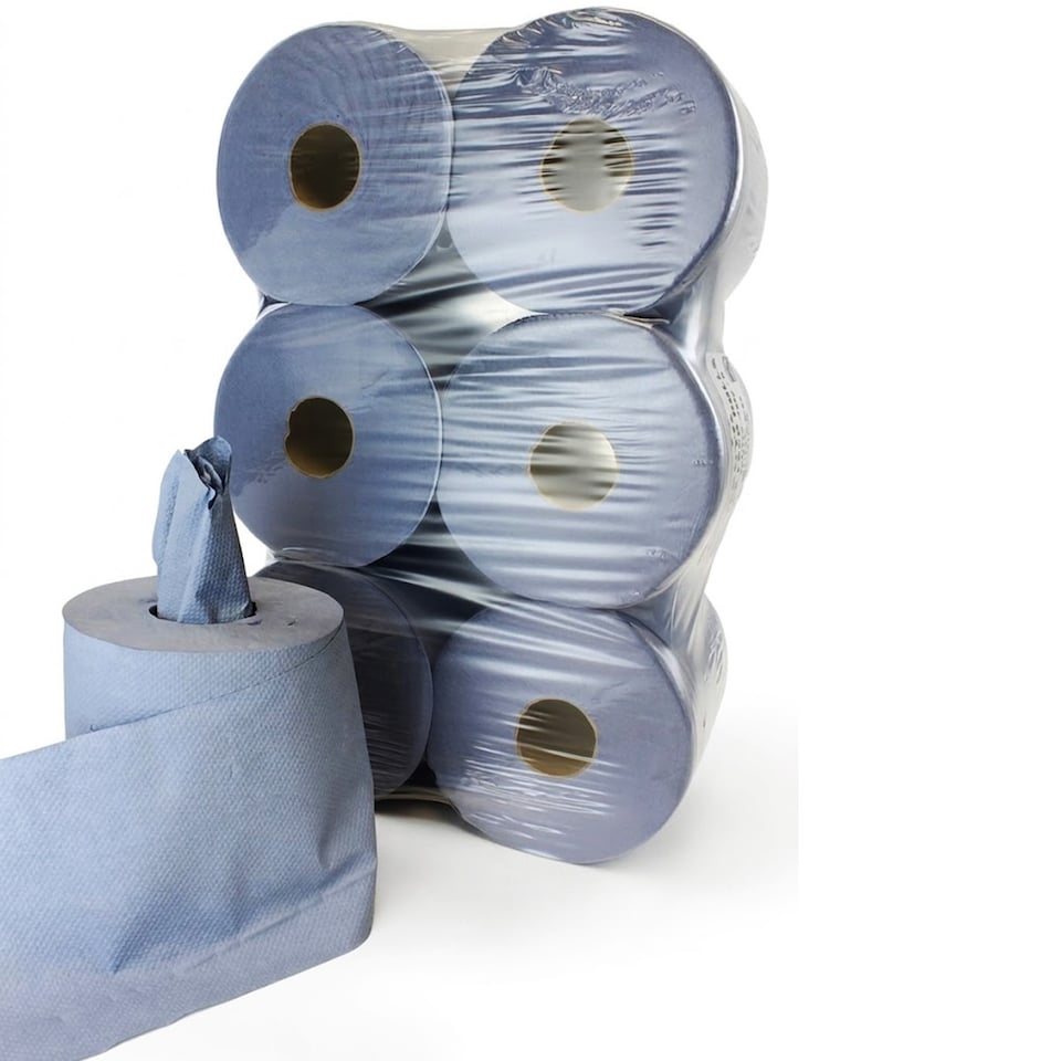 image 1 of 36 Rolls Of Blue Embossed 2ply Highly Absorbent Centrefeed Paper Rolls