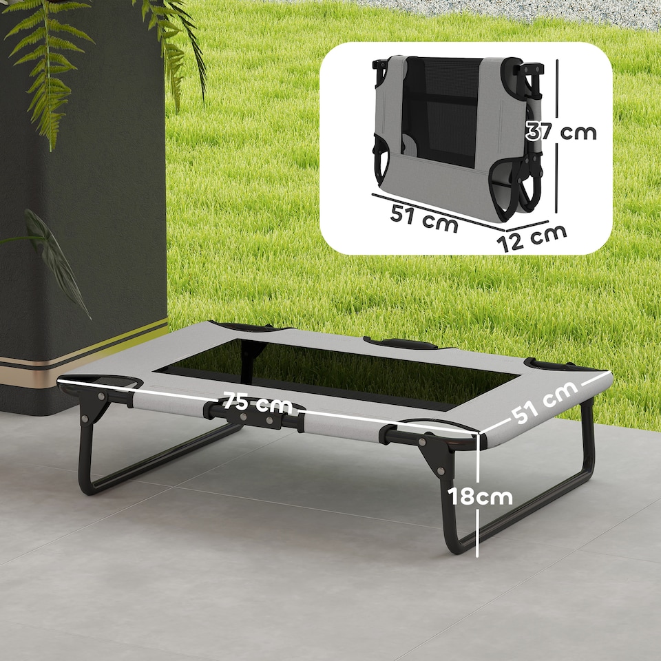 image 1 of PawHut Raised Dog Bed with Breathable Mesh for S & M Dogs, Light Grey | Grey | Light Grey | S