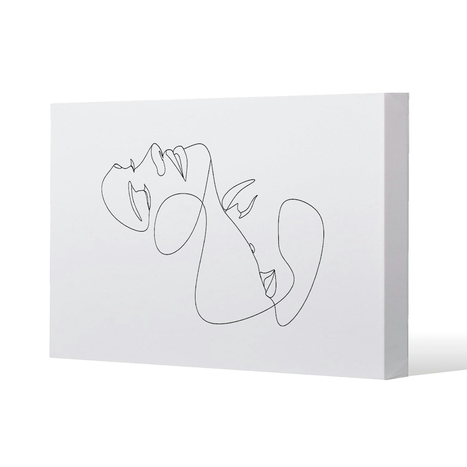 image 1 of man and woman touch by one line (Canvas Print) 127 x 101 x 4cm