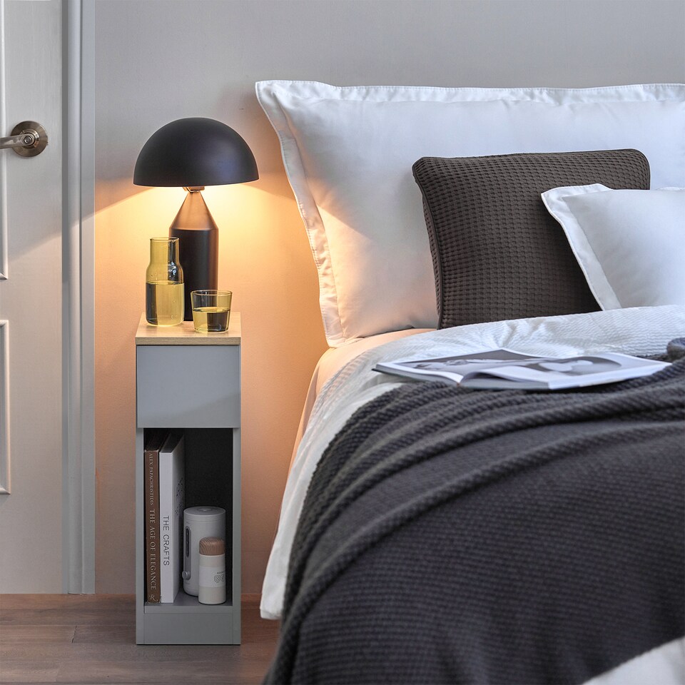 image 1 of SoBuy FBT111-HGx2,Set of 2 Slim Bedside Table Nightstand with Drawer and Shelf