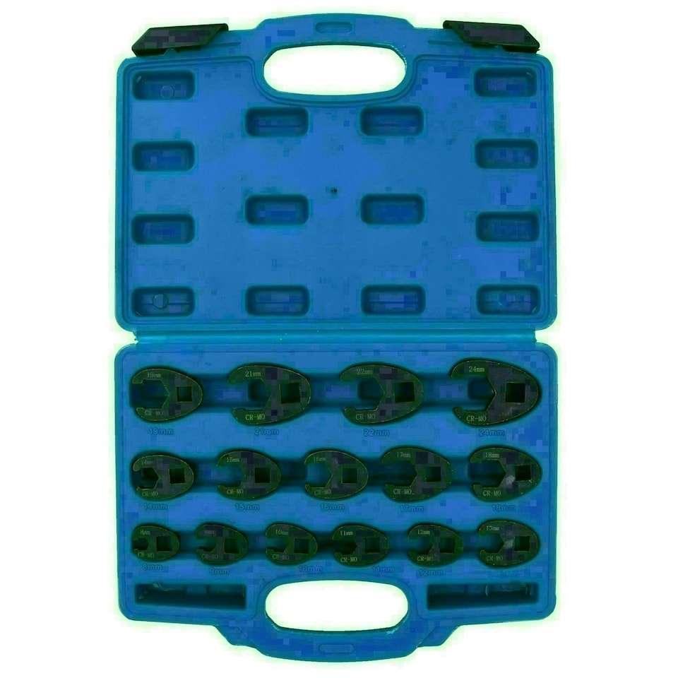 image 1 of Metric Impact Impacted Crowfeet Crowfoot Spanner Wrench Set 8 - 24mm 15pc