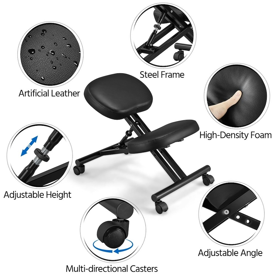 image 1 of Yaheetech Ergonomic Kneeling Chair Adjustable Knee Stool for Home Office Black Black