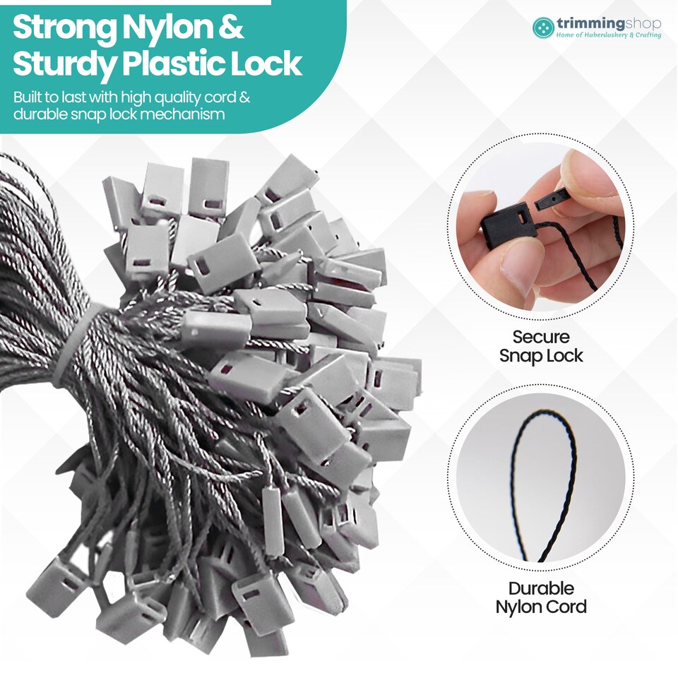 image 1 of 7 Inch Plastic String Tags, Nylon Label Snap Lock - 100pcs