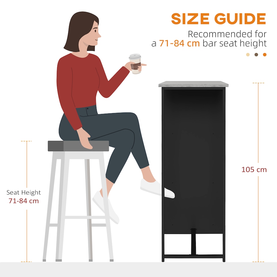 image 1 of HOMCOM Breakfast Bar Table with 3-Tier Storage Shelf and Wine Rack, Black
