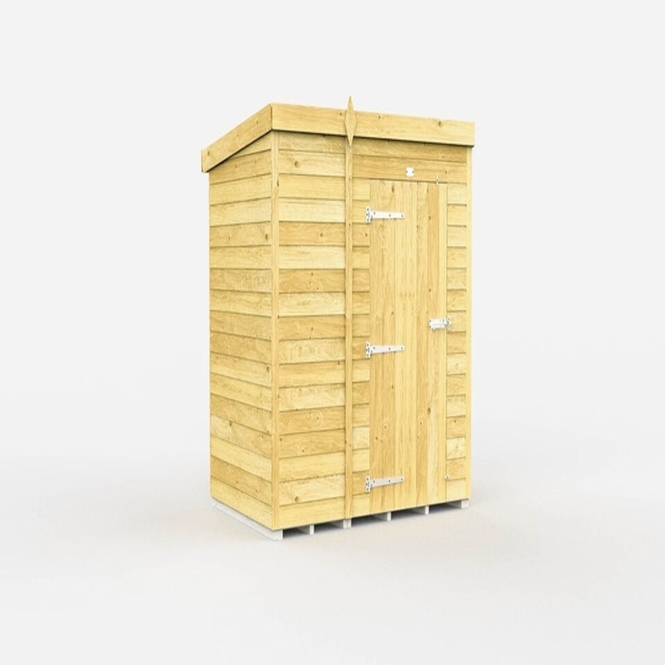 image 1 of 5 x 4 Feet Pent Shed - Single Door Without Windows - Wood - L118 x W158 x H201 cm Brown