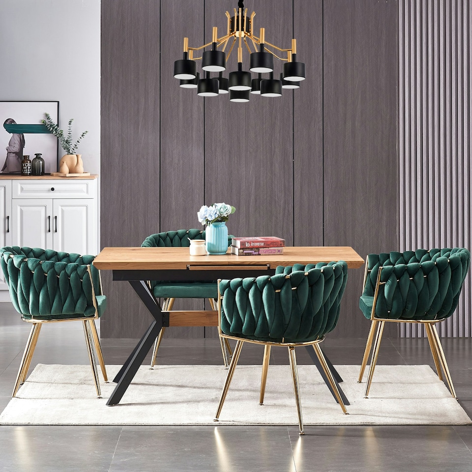 image 1 of Single Roma Knot Velvet Armchair with Gold Metal Legs, Modern Tufted Design for Living Room Green