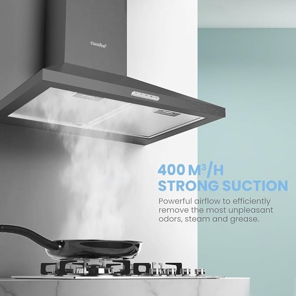 image 1 of Comfee 3-Speed Wall Mounted Range Hood With LED Light - 60cm