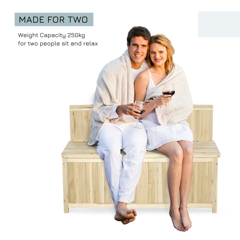 image 1 of Outsunny Wood Storage Bench for Patio, Outdoor Garden Seating, Natural