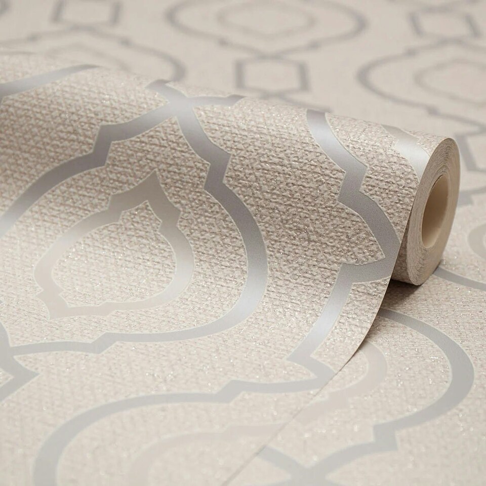 image 1 of Calico Trellis Wallpaper in Neutral Multi