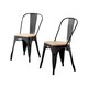 image 1 of Furniturebox 2x Colton 'Tolix' Style Black Metal Dining Chairs Wood Seat
