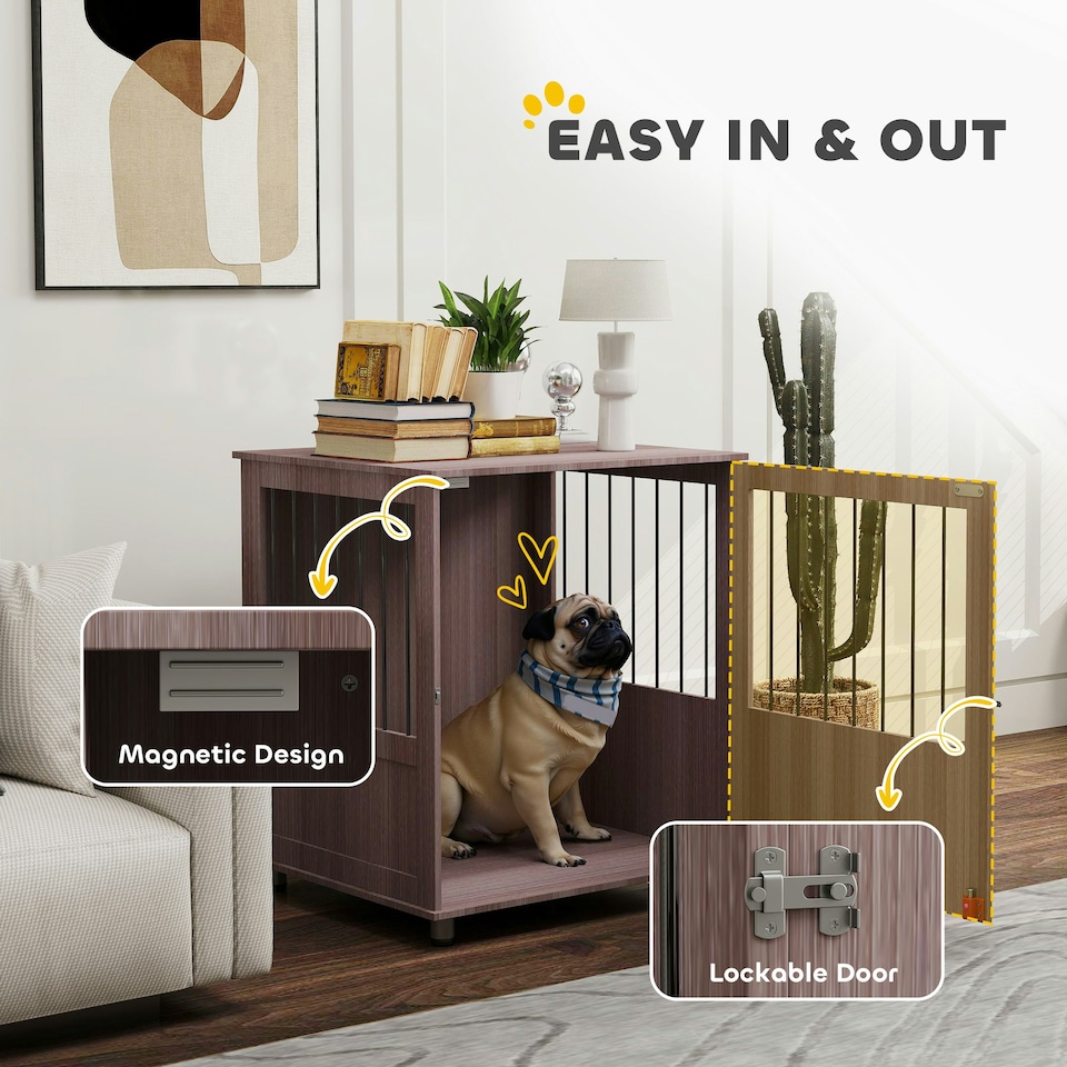 image 1 of PawHut Dog Crate Kennel Cage for Small Dog, Indoor End Table, Purple