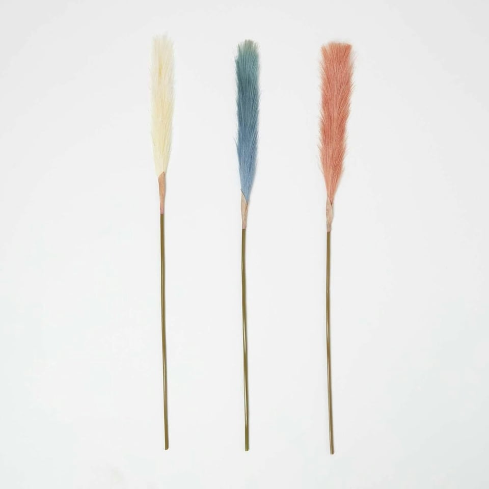 image 1 of Homescapes Artificial Pampas Grass Set of 3 Multi-Coloured, 78 cm