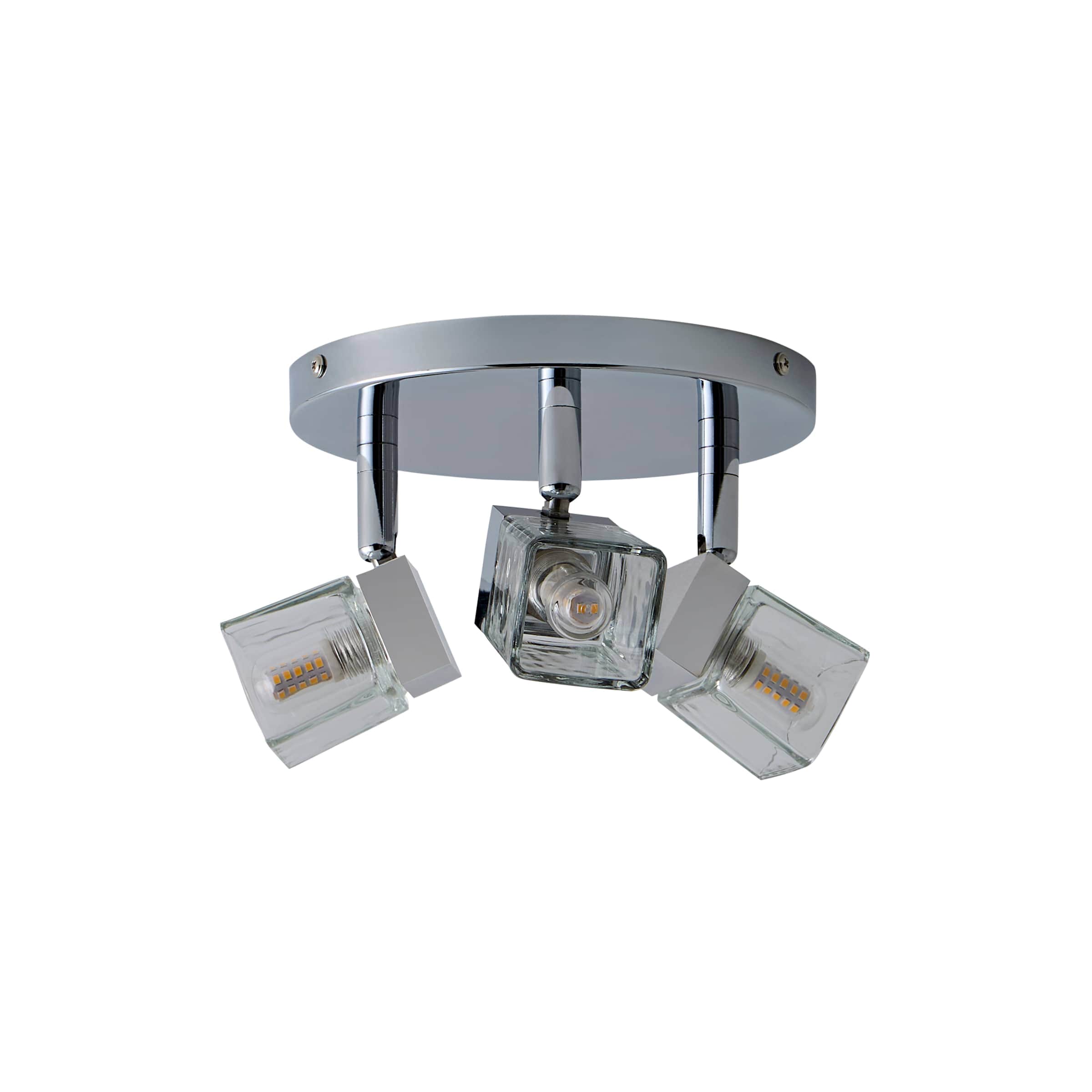 ValueLights Ritz Ice Cube Chrome IP44 3 Way Flush Ceiling Light with LED Bulbs in Silver