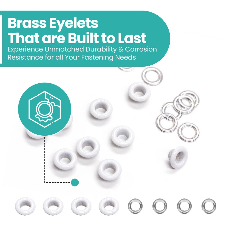 image 1 of 5mm Brass Eyelets with Washers for Arts & DIY Projects - 100 Pcs
