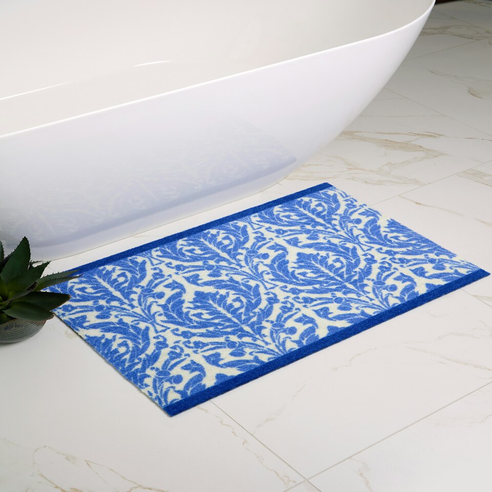 image 1 of My Mat Nylon Printed Bathroom Royal Blue Damask 50x75