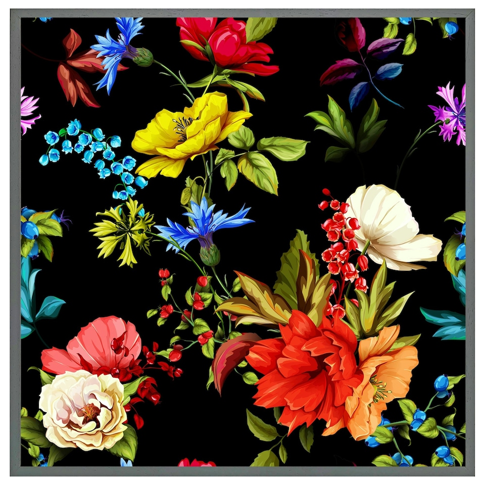 image 1 of Bright vibrant flowers (Picture Frame) Brown | Oak | XL