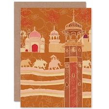 Jaipur India Abstract Cityscape Elephant Festival Greeting Card