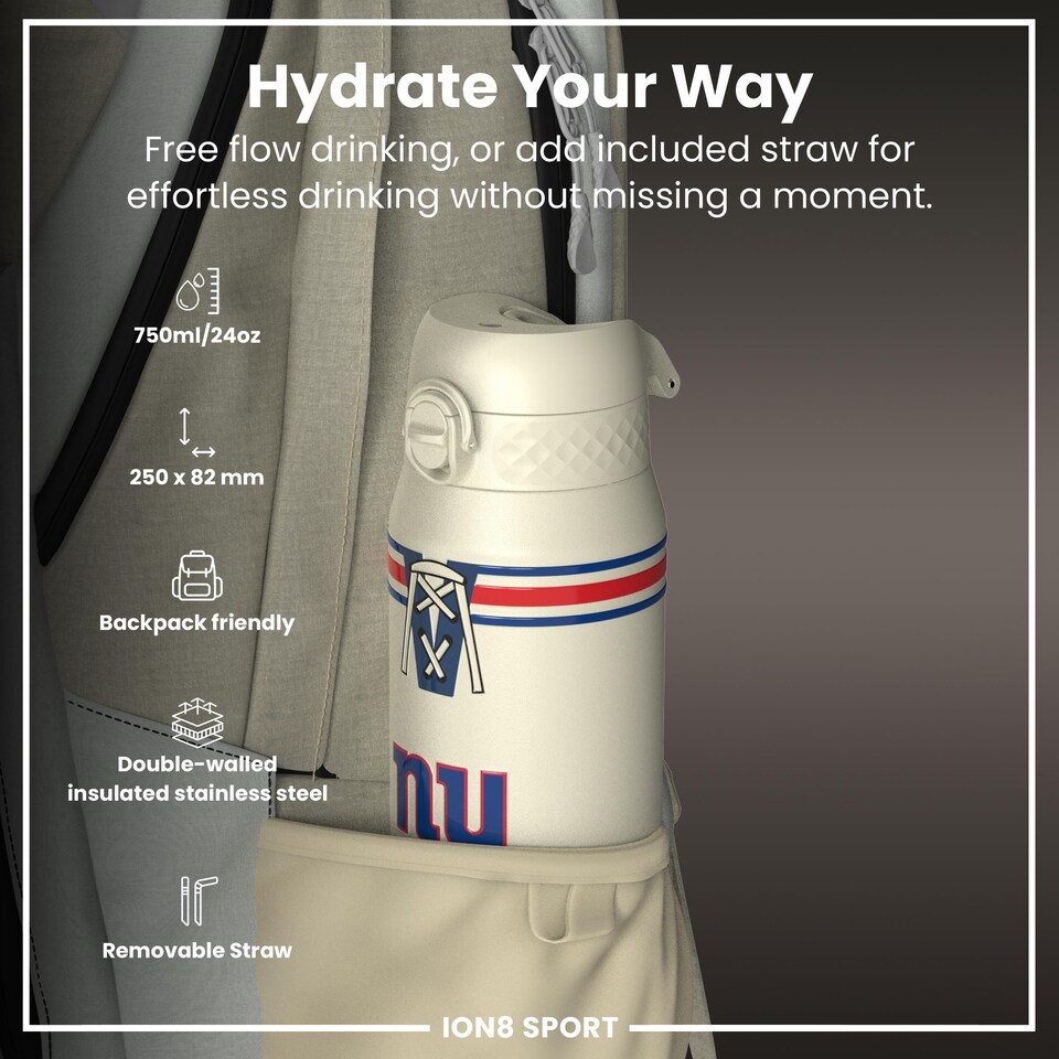 image 1 of NFL x Sports, Vacuum Insulated Steel Bottle, Series, 750ml (24oz) | Cream | NFL Throwback Giants | One Size