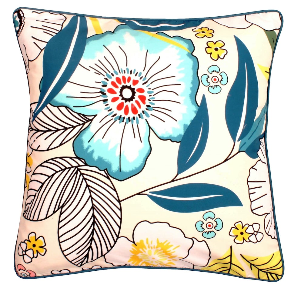 image 1 of Colourful Floral Print Scatter Cushion - 43cm x 43cm Multi | Summer Bloom