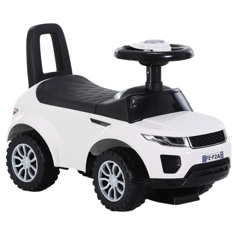 image 1 of HOMCOM 3-in-1 Ride On Car Foot To Floor Slider Toddler with Horn Steering Wheel NO POWER Manual Under Seat Storage Safe Design for 1-3 Year Old White