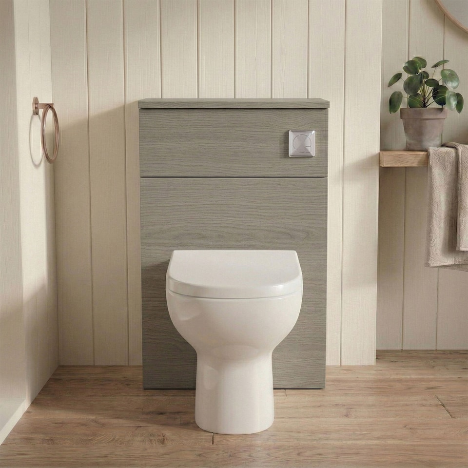 image 1 of Balterley Contemporary Compact Bathroom Rectangular WC Toilet Unit | Brown | Solace Oak | 1