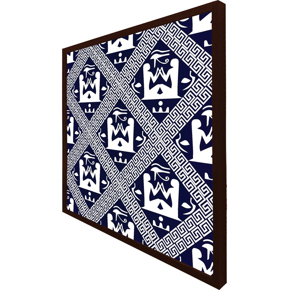 image 1 of Egyptian hieroglyphs in navy (Picture Frame) Grey | XL