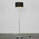 image 1 of ValueLights Eleanor Silver Chrome & Clear Acrylic Ball Floor Lamp with a Black Drum Shade