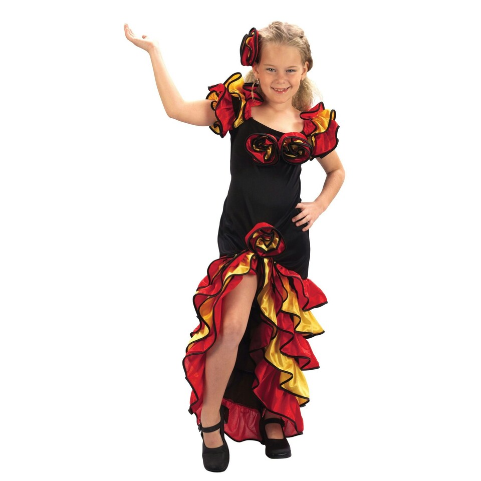 Bristol Novelty Childrens/Girls Rumba Costume - Black/Red/Yellow - M M