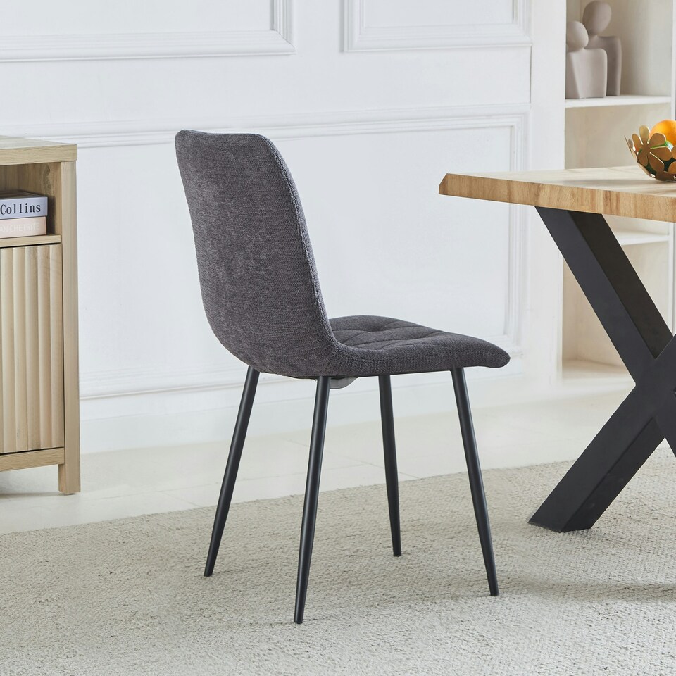 image 1 of Set of 2 Ficarra Fabric Dining Chairs - Dark Grey