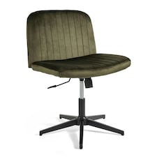 VonHaus Dawson Green Velvet Desk Chair with 360° Swivel & Wide Seat Green