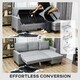 image 4 of HOMCOM Fold-Out Convertible Sofa Bed with Removable Covers, Grey | Grey