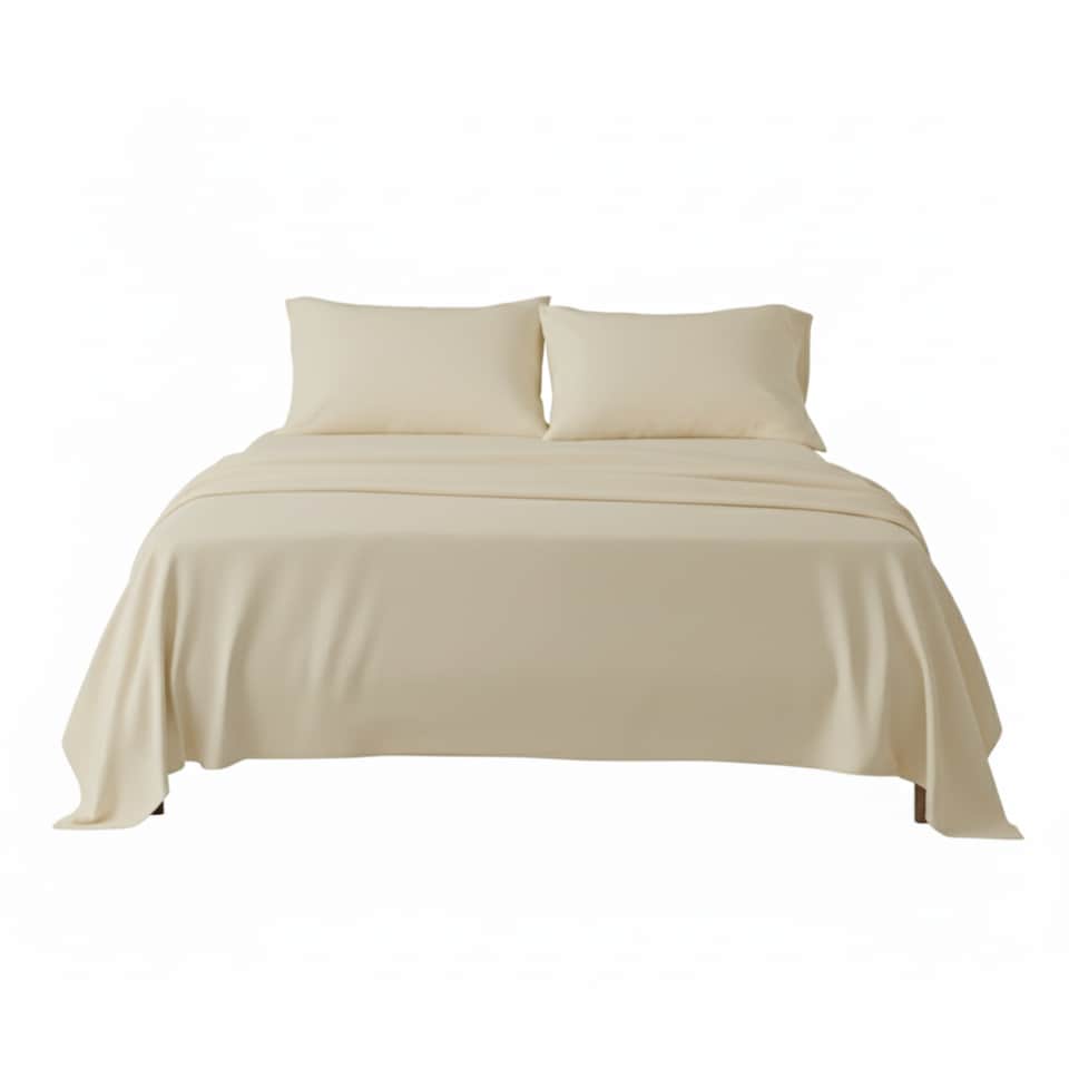 image 1 of Flannelette Cotton Duvet Cover Set Soft Brushed Warm Bedding Set | Cream | King