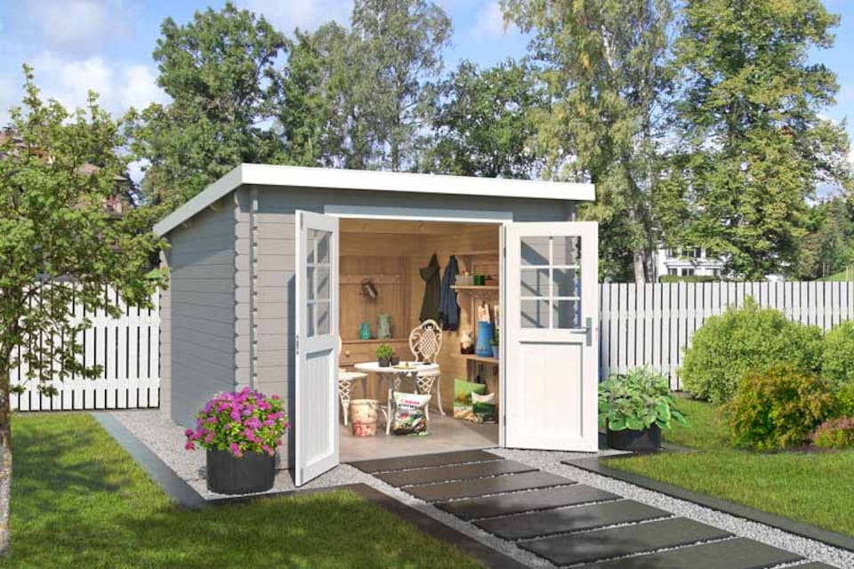 image 1 of San Jose 275-Log Cabin, Wooden Garden Room, Timber Summerhouse, Home Office - L295 x W313.9 x H210.9 cm | Brown