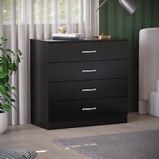 Vida Designs Riano 4 Drawer Chest of Drawers Bedroom Storage, Black