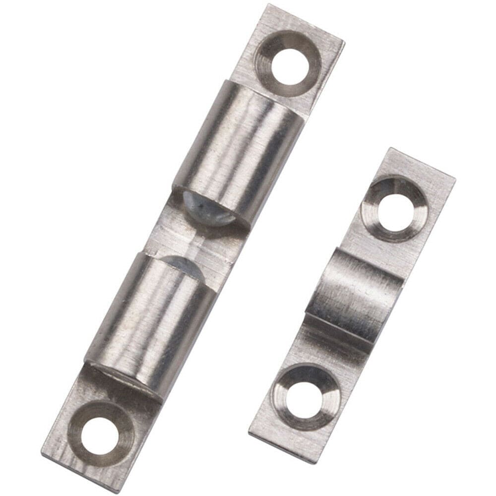 Loops Double Ball Roller Cupboard Catch 50 x 9mm 40mm Fixing Centers Satin Chrome