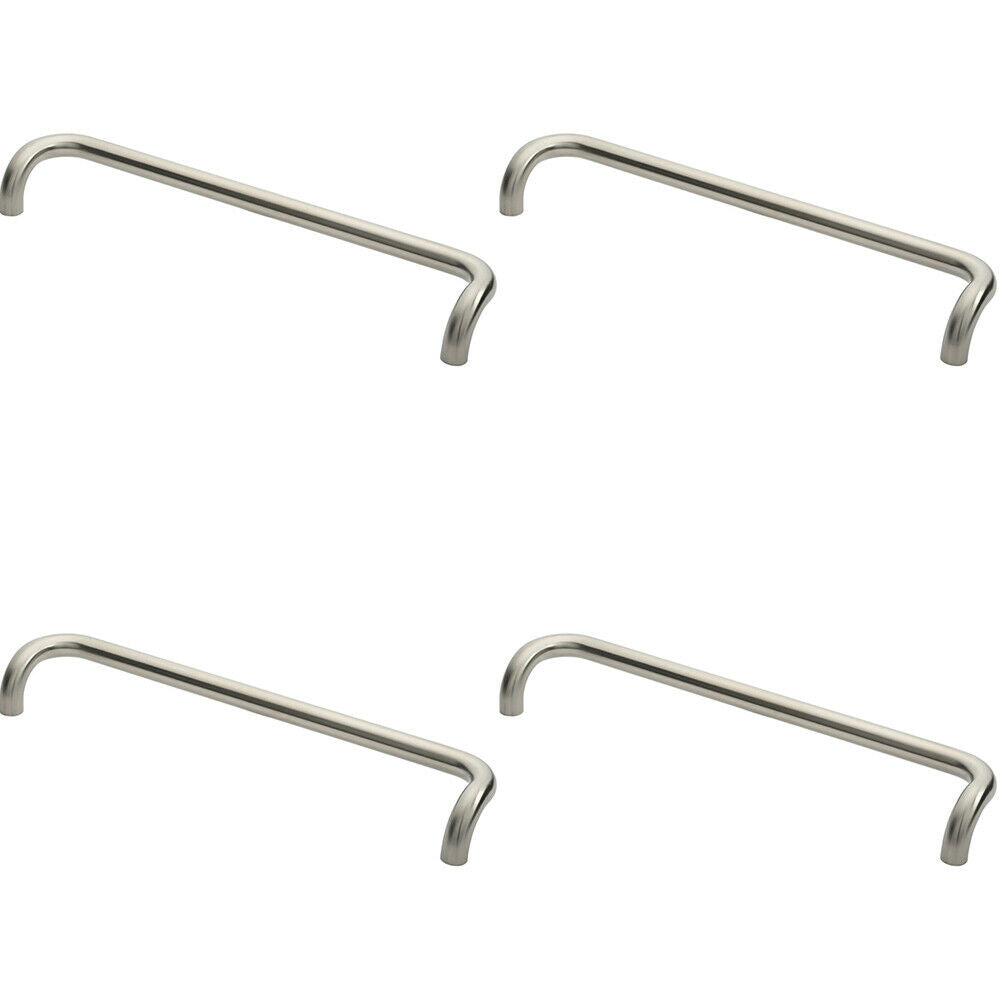4x Cranked Pull Handle 630 x 30mm 600mm Fixing Centres Satin Stainless Steel