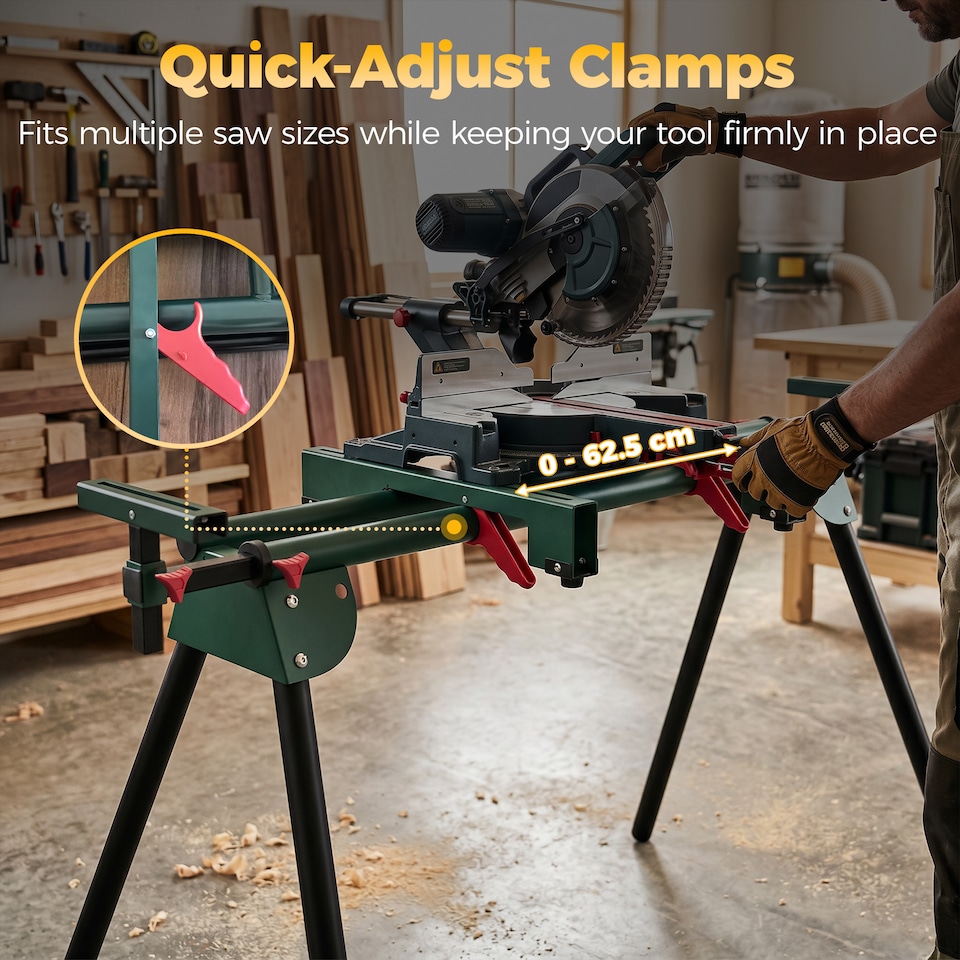 image 1 of HOMCOM Universal Mitre Saw Stand with Adjustable Rollers and Support Arms